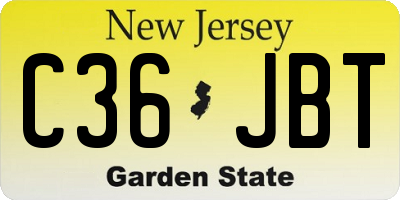 NJ license plate C36JBT