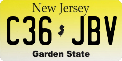 NJ license plate C36JBV