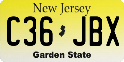 NJ license plate C36JBX