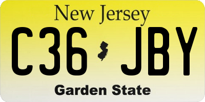 NJ license plate C36JBY