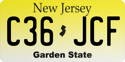 NJ license plate C36JCF
