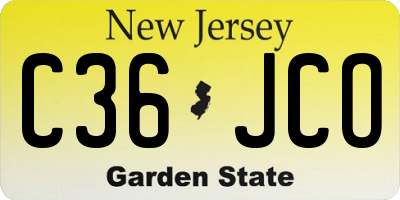 NJ license plate C36JCO