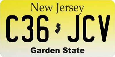 NJ license plate C36JCV
