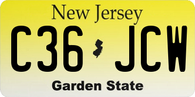 NJ license plate C36JCW