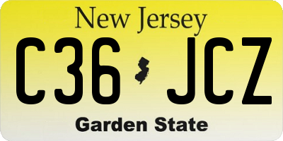 NJ license plate C36JCZ