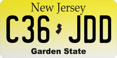NJ license plate C36JDD