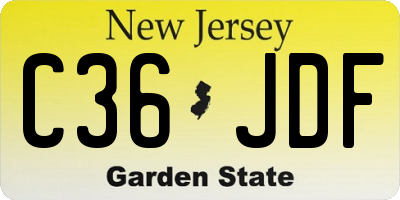 NJ license plate C36JDF