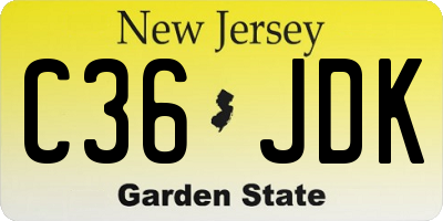 NJ license plate C36JDK