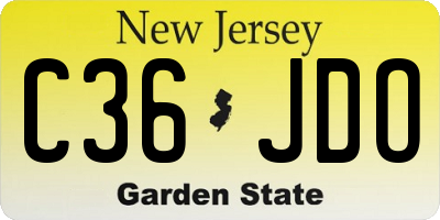 NJ license plate C36JDO