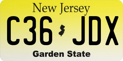 NJ license plate C36JDX