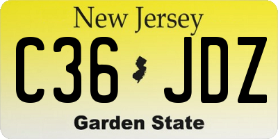 NJ license plate C36JDZ