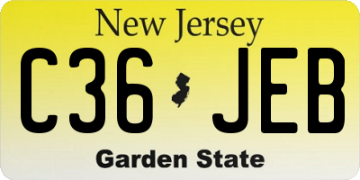 NJ license plate C36JEB