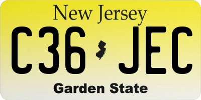 NJ license plate C36JEC