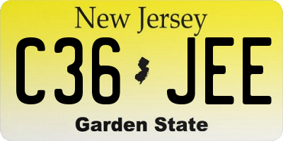 NJ license plate C36JEE