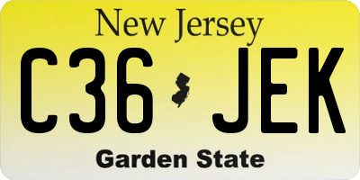 NJ license plate C36JEK