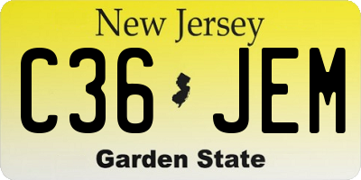 NJ license plate C36JEM