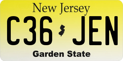 NJ license plate C36JEN