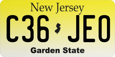 NJ license plate C36JEO