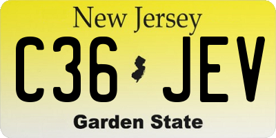 NJ license plate C36JEV