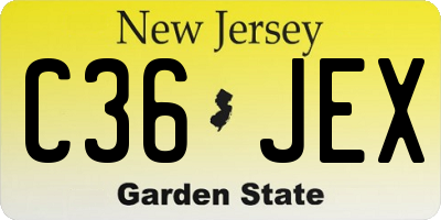 NJ license plate C36JEX