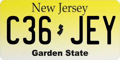 NJ license plate C36JEY