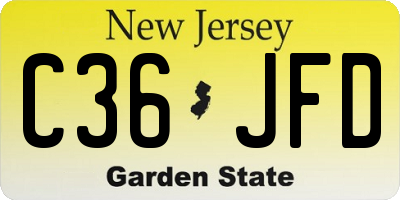NJ license plate C36JFD