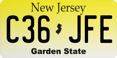 NJ license plate C36JFE