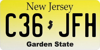 NJ license plate C36JFH