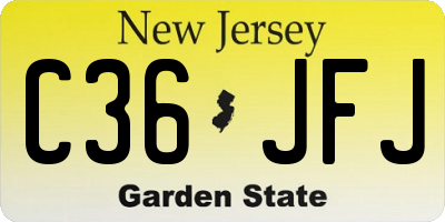 NJ license plate C36JFJ