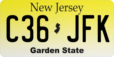 NJ license plate C36JFK