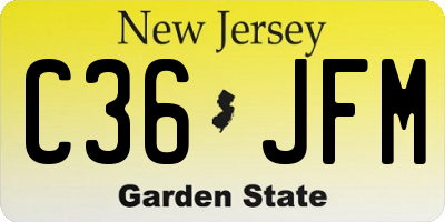 NJ license plate C36JFM