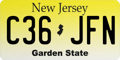 NJ license plate C36JFN
