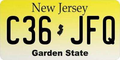 NJ license plate C36JFQ