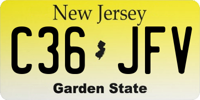 NJ license plate C36JFV