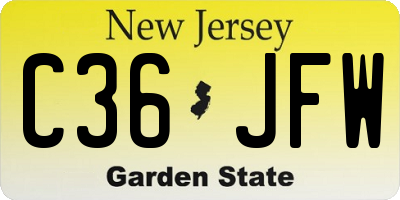 NJ license plate C36JFW