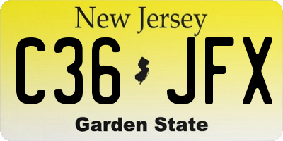 NJ license plate C36JFX