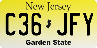 NJ license plate C36JFY