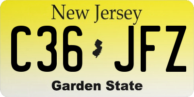 NJ license plate C36JFZ