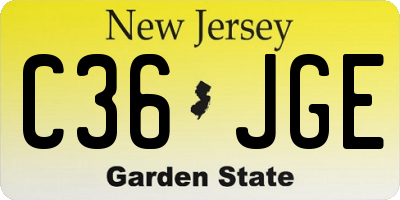 NJ license plate C36JGE
