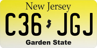 NJ license plate C36JGJ