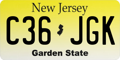NJ license plate C36JGK