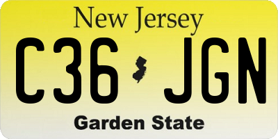 NJ license plate C36JGN