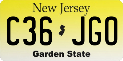 NJ license plate C36JGO