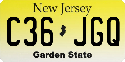 NJ license plate C36JGQ