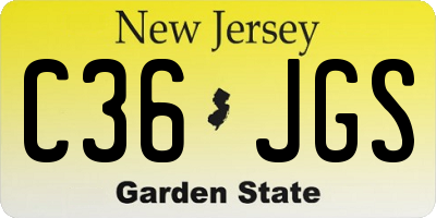 NJ license plate C36JGS