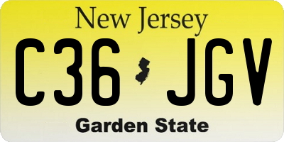 NJ license plate C36JGV