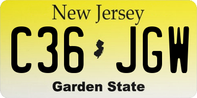 NJ license plate C36JGW