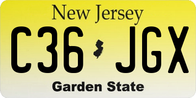 NJ license plate C36JGX
