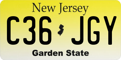 NJ license plate C36JGY