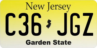 NJ license plate C36JGZ